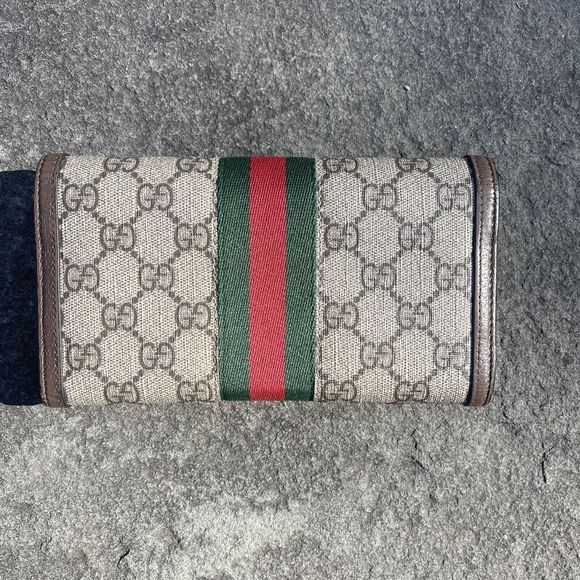 💖SOLD💖Gucci Long Continental Wallet Ophidia x GG Supreme Canvas Stripe - Picture 3 of 16